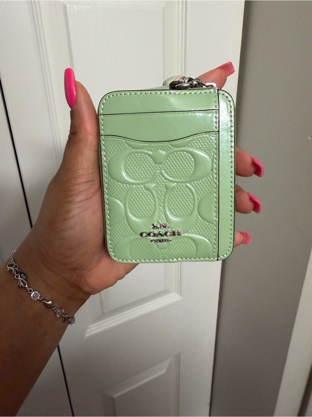 Coach Patent Leather Card Case in Mint Green